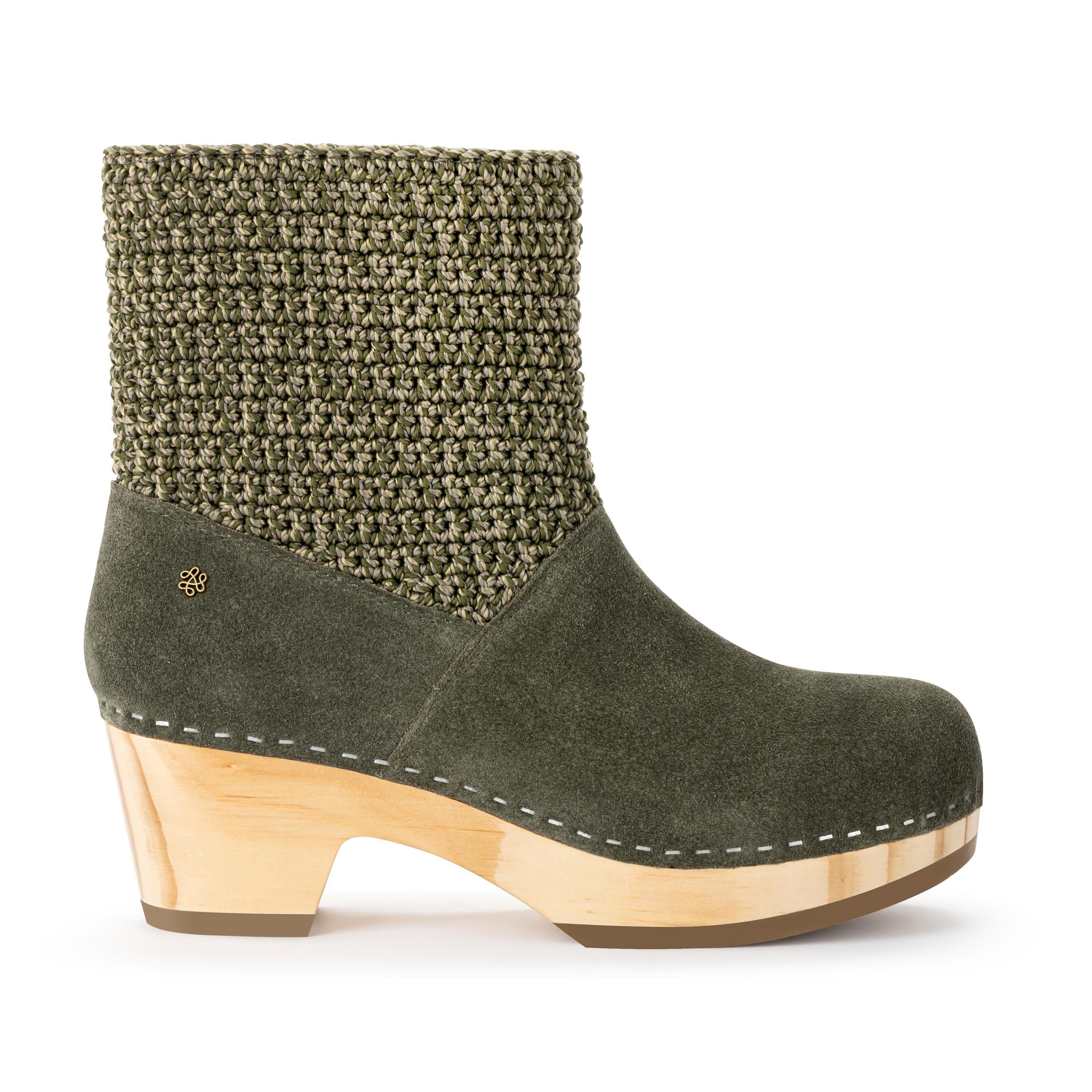 Paloma Clog Boot - Leather - Moss Suede