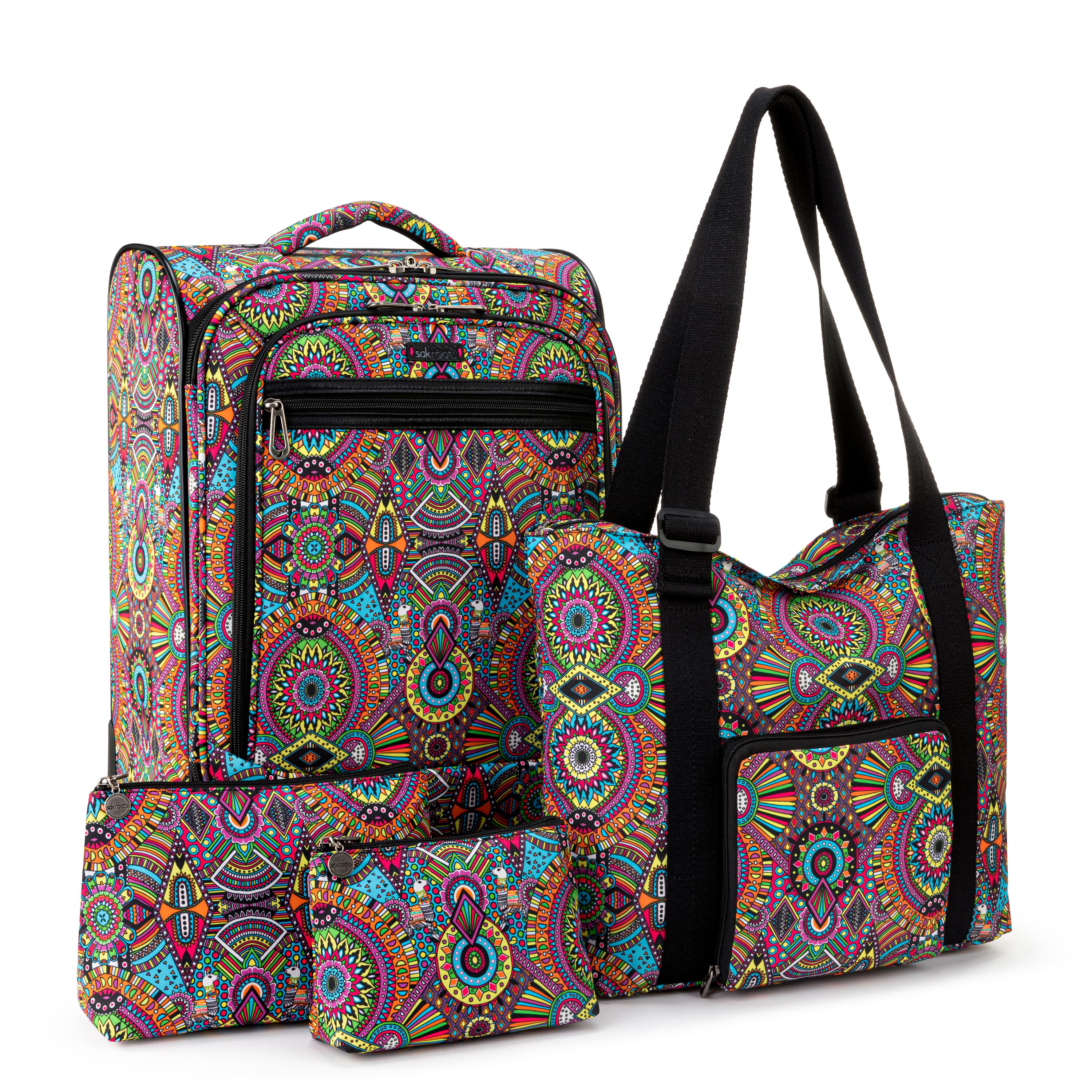 On The Go 21" Spinner Luggage Bundle - EcoTwill - Rainbow Wanderlust