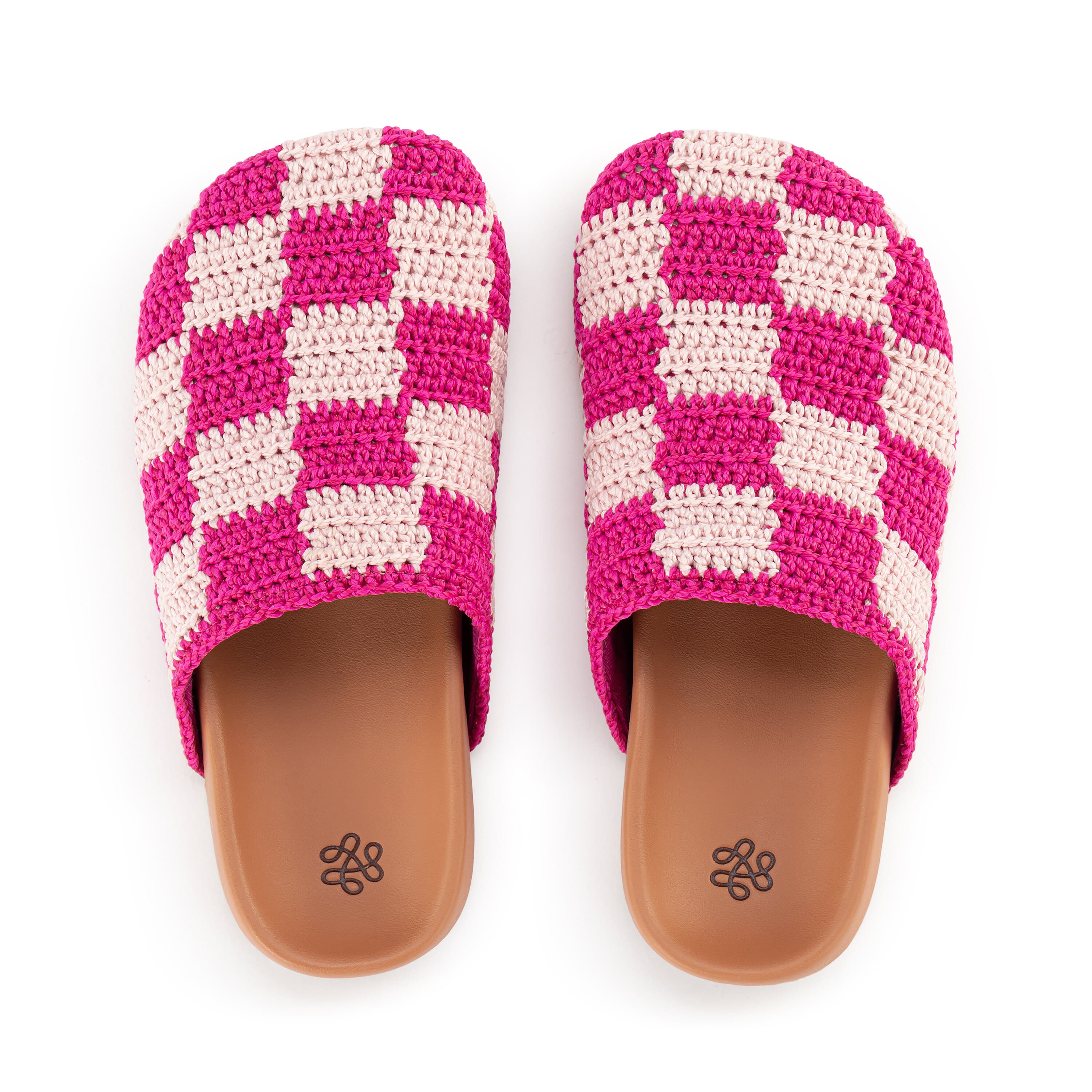 Bolinas Clog - Kids - Hand Crochet - Pink Check