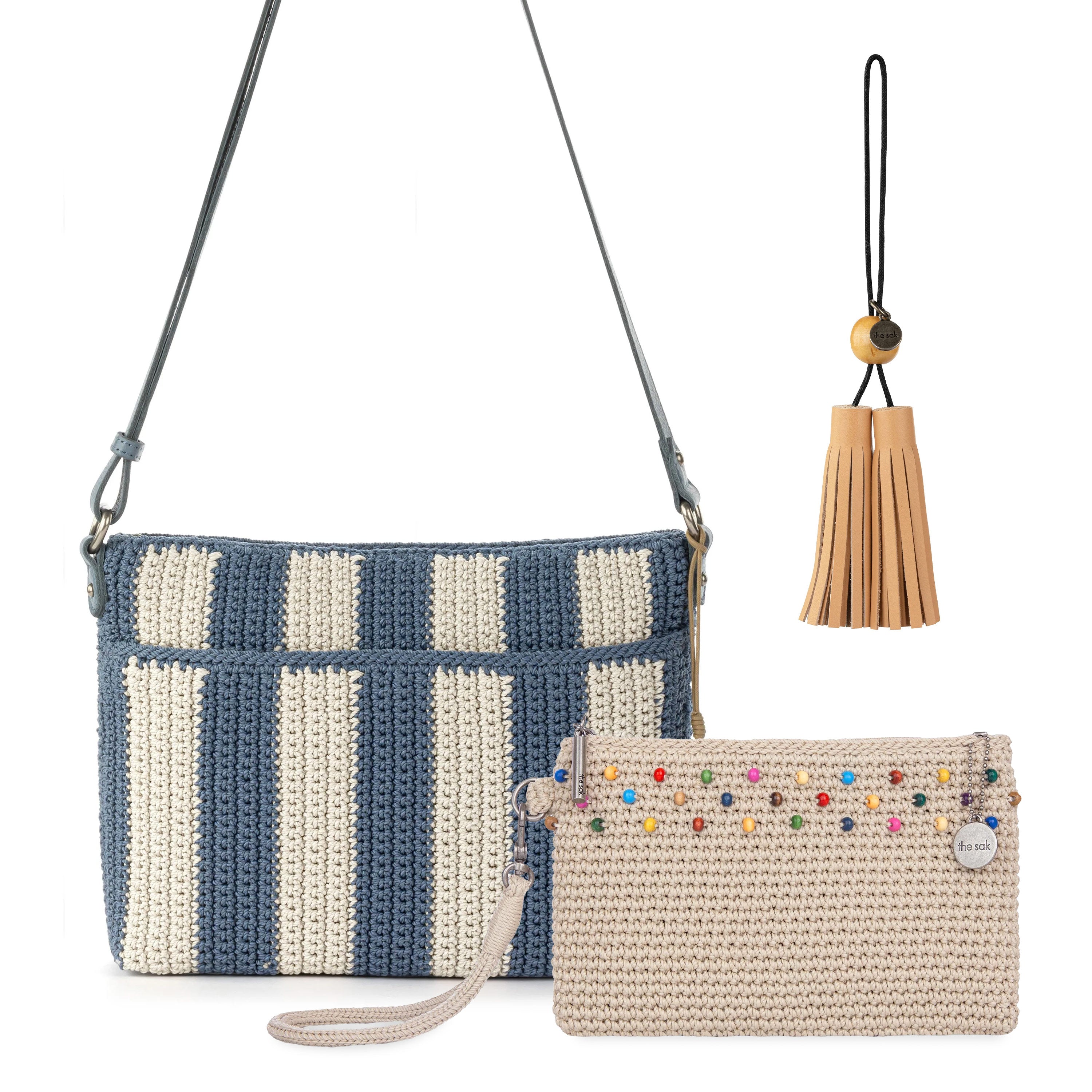 Melrose Crossbody 3 Piece Set - Hand Crochet - Maritime Stripe