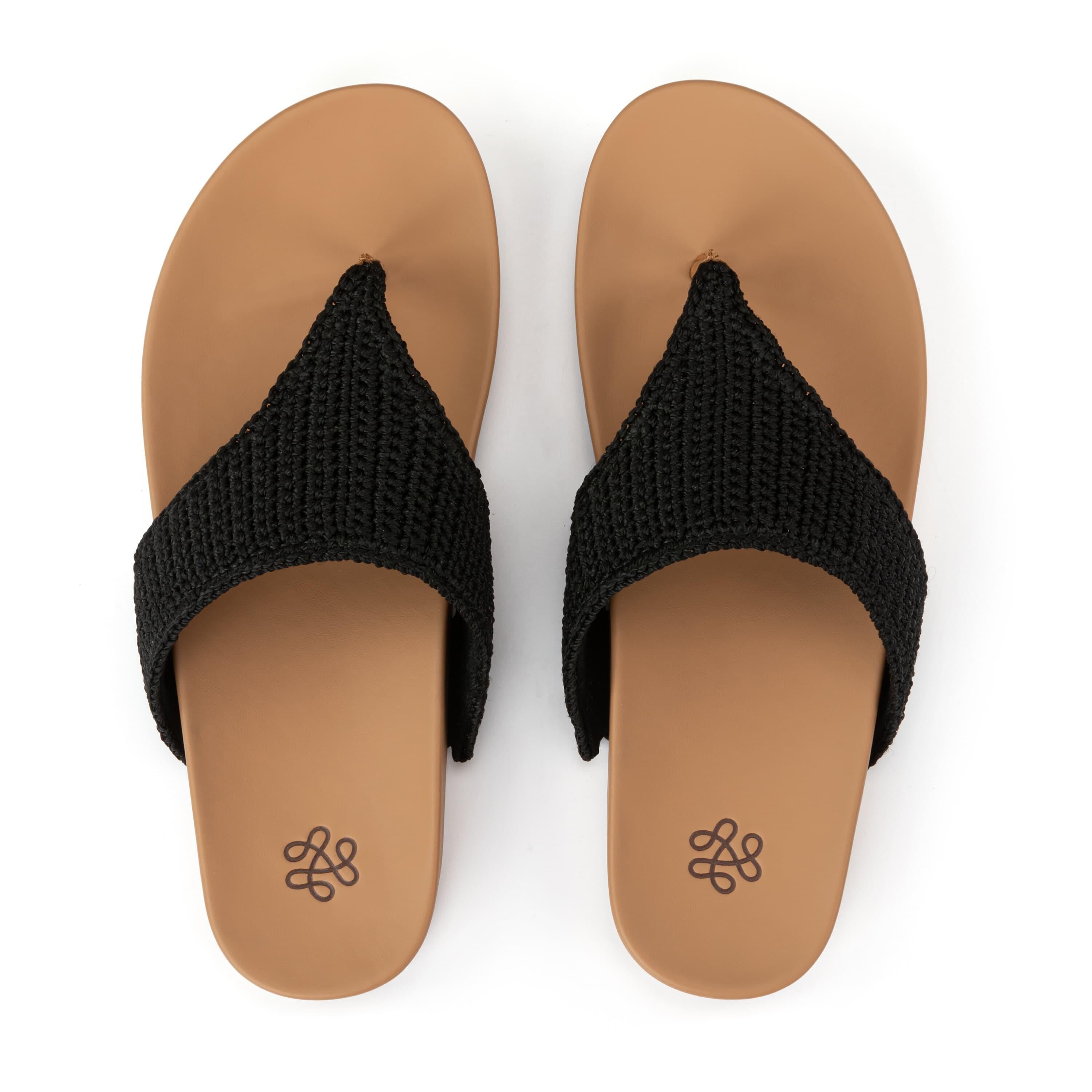 Everly Sandal - Hand Crochet - Black