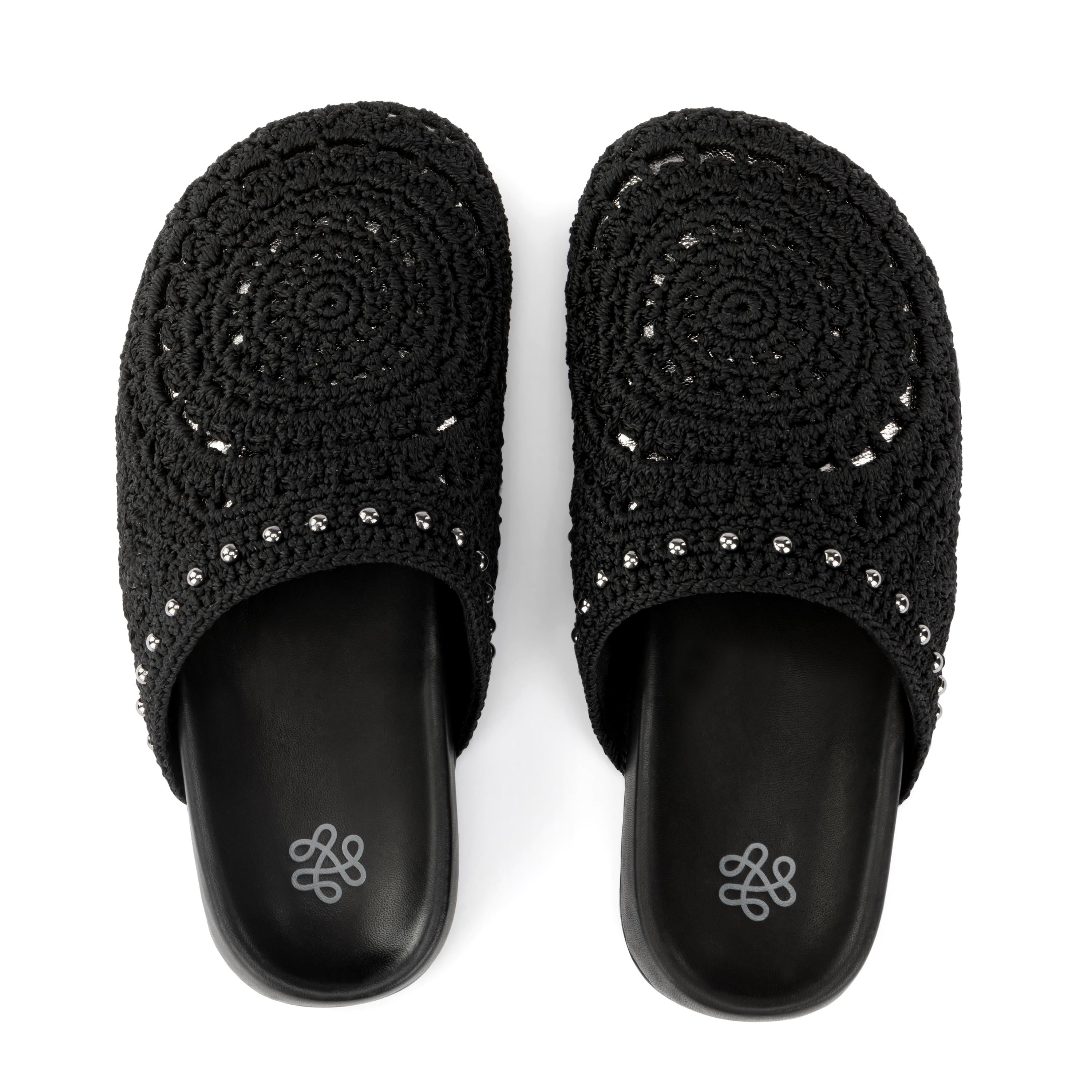 Bolinas Clog - Hand Crochet - Black Medallion