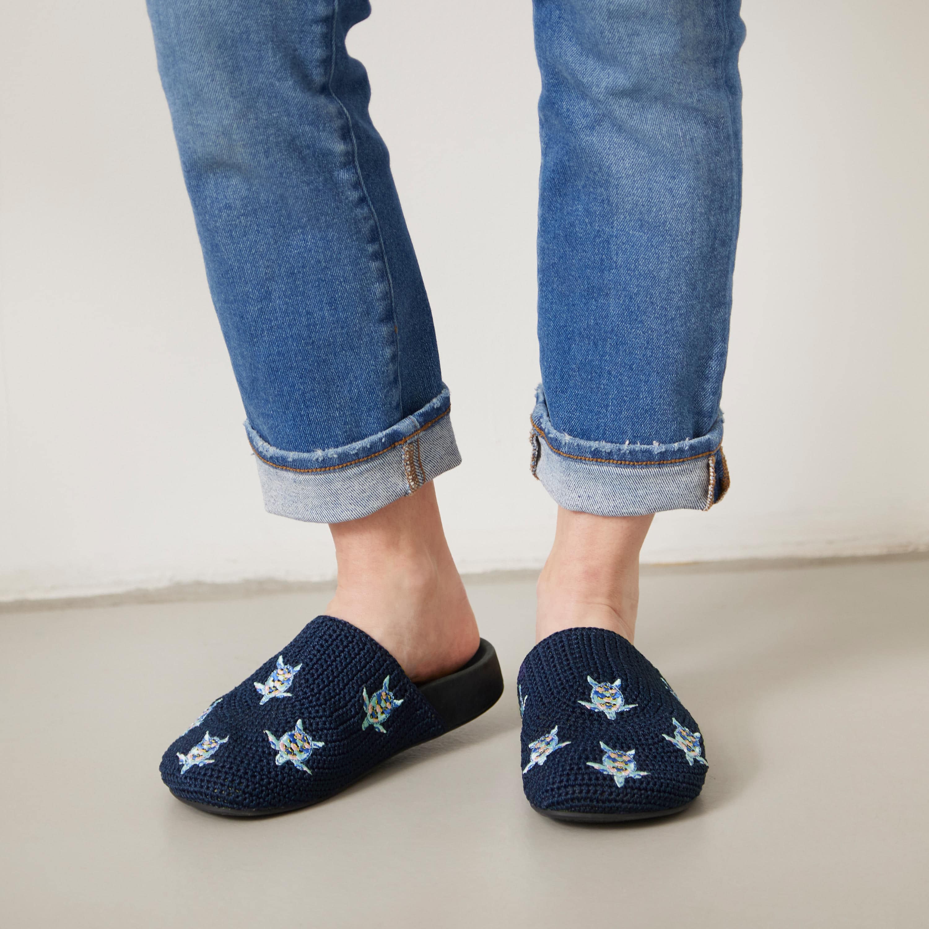 Bolinas Clog - Hand Crochet - Denim Turtle