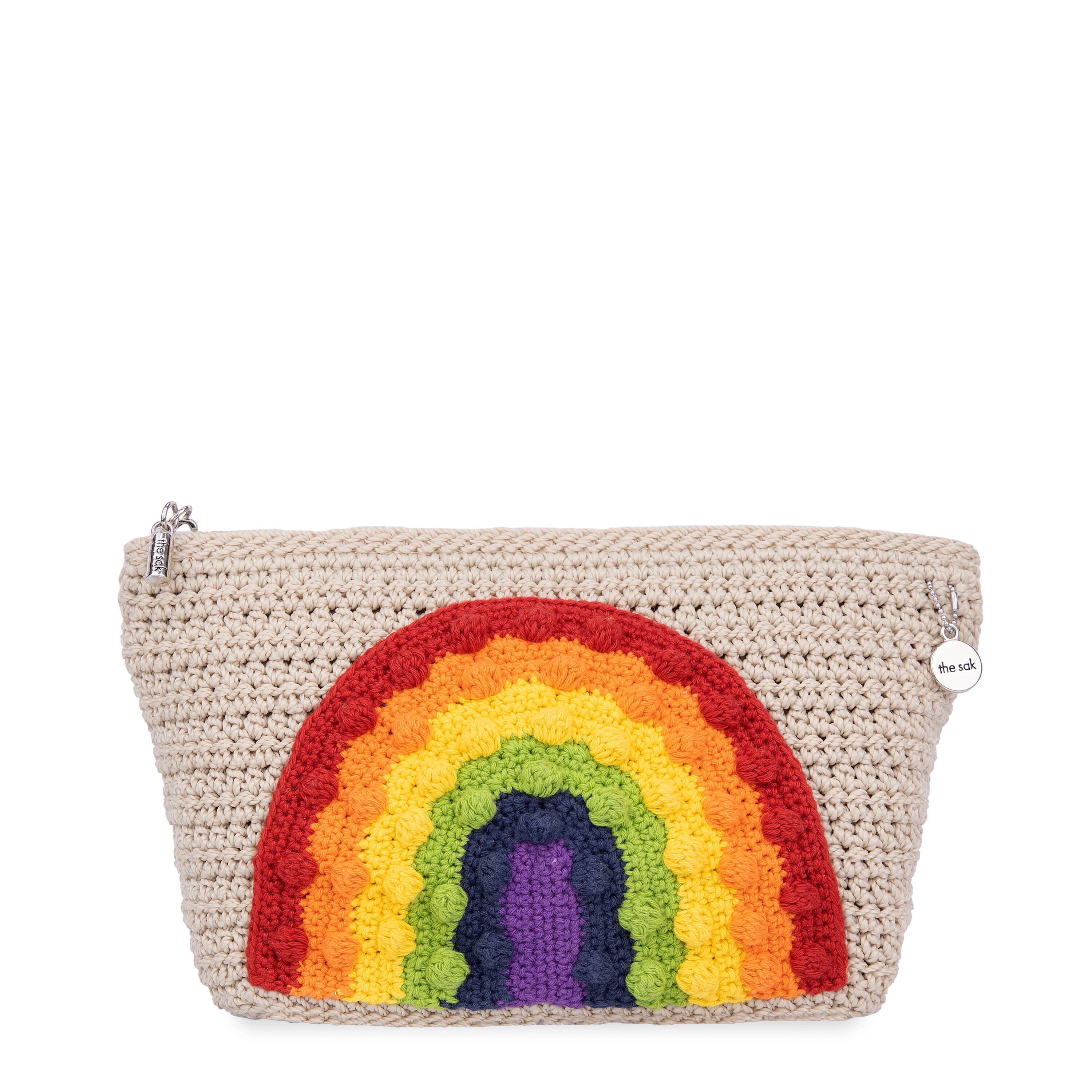 Essential Pouch - Hand Crochet - Rainbow Ecru