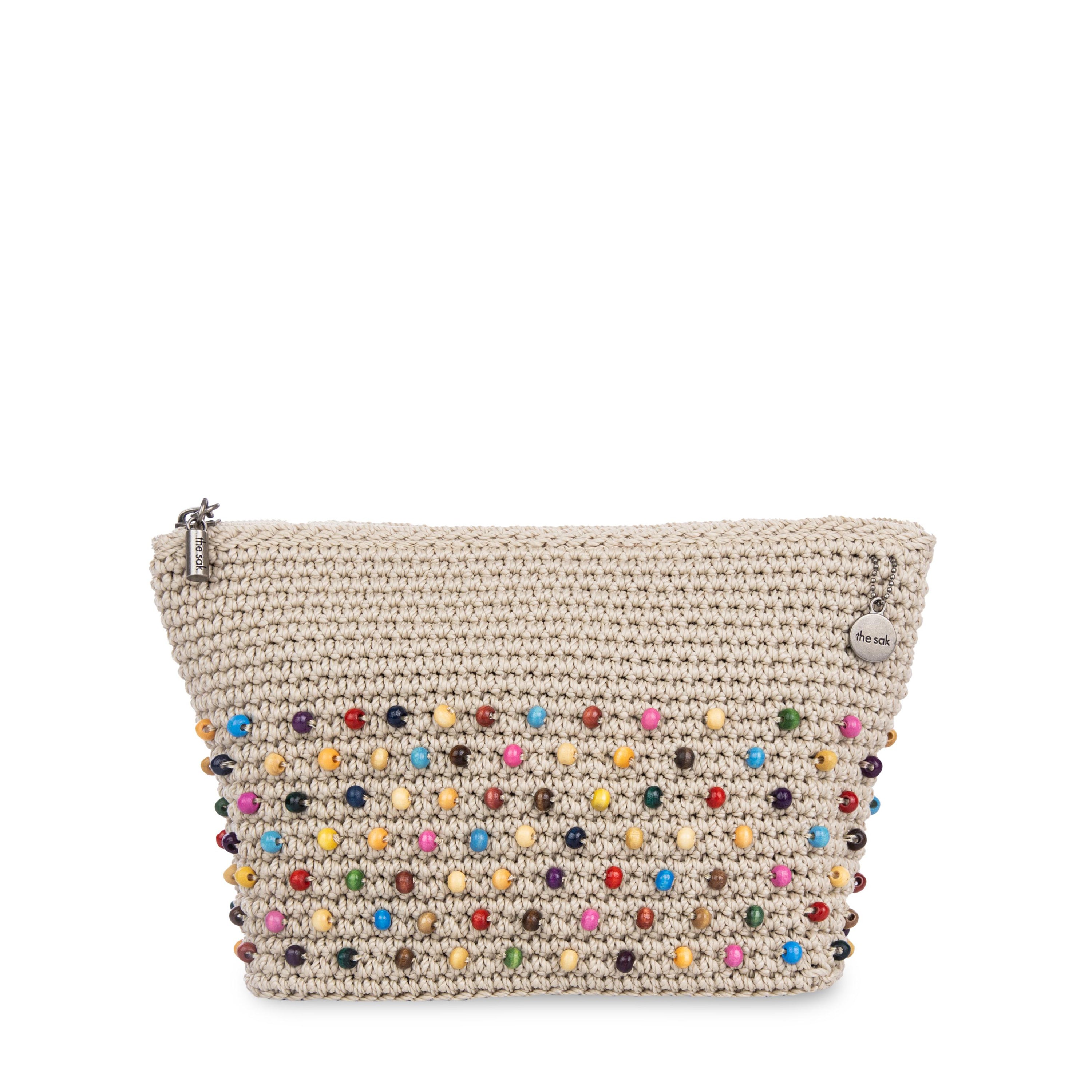 Essential Pouch - Hand Crochet - Ecru Multi Beads