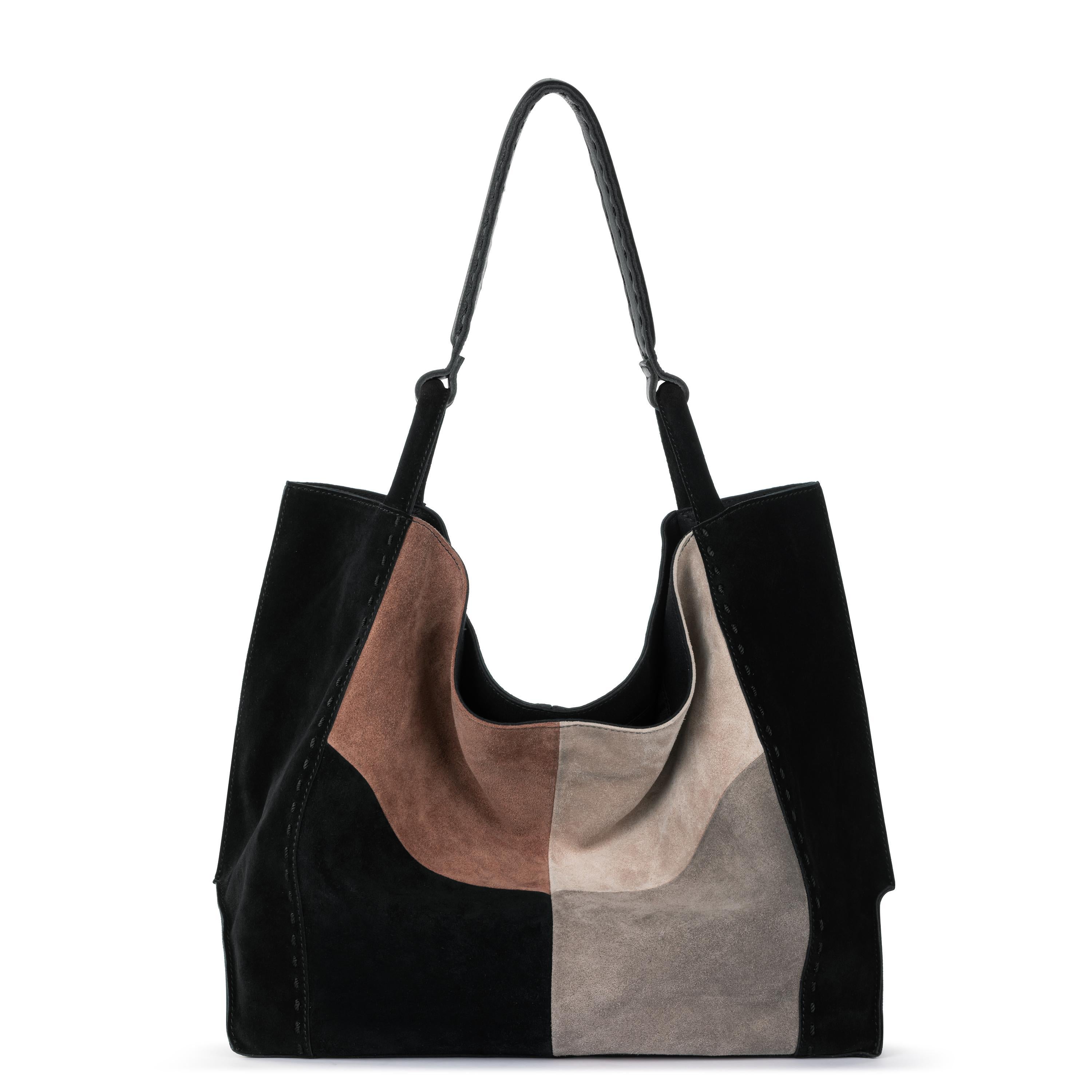 Los Feliz Large Tote - Leather - Neutral Suede Block