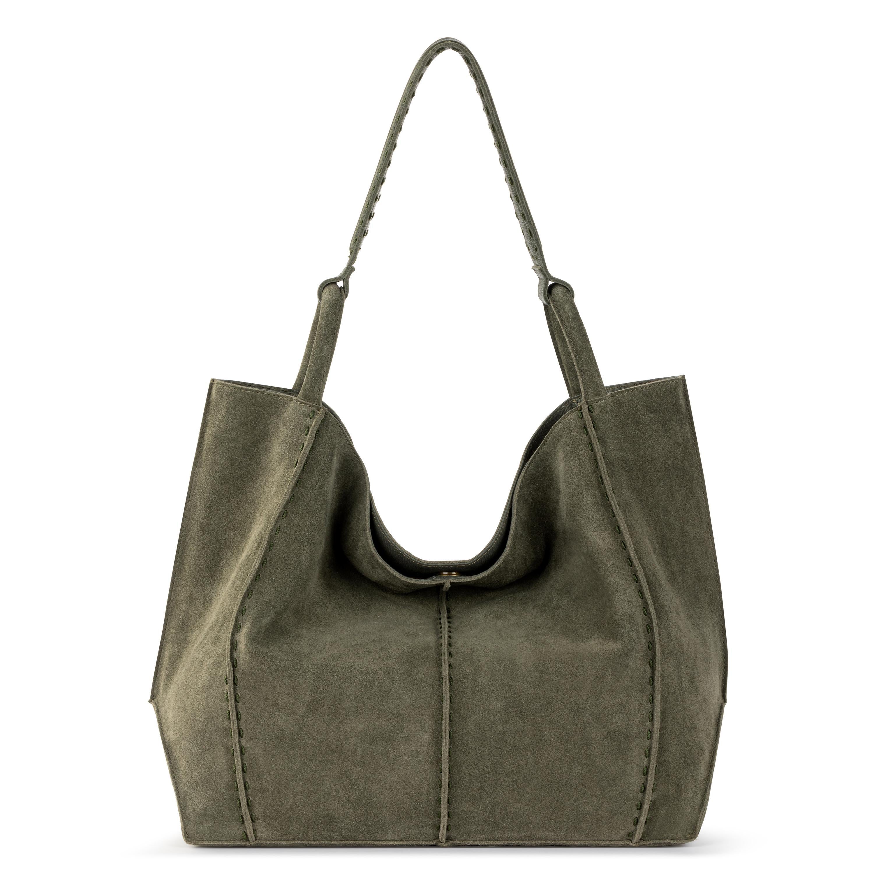Los Feliz Large Tote - Leather - Moss Suede