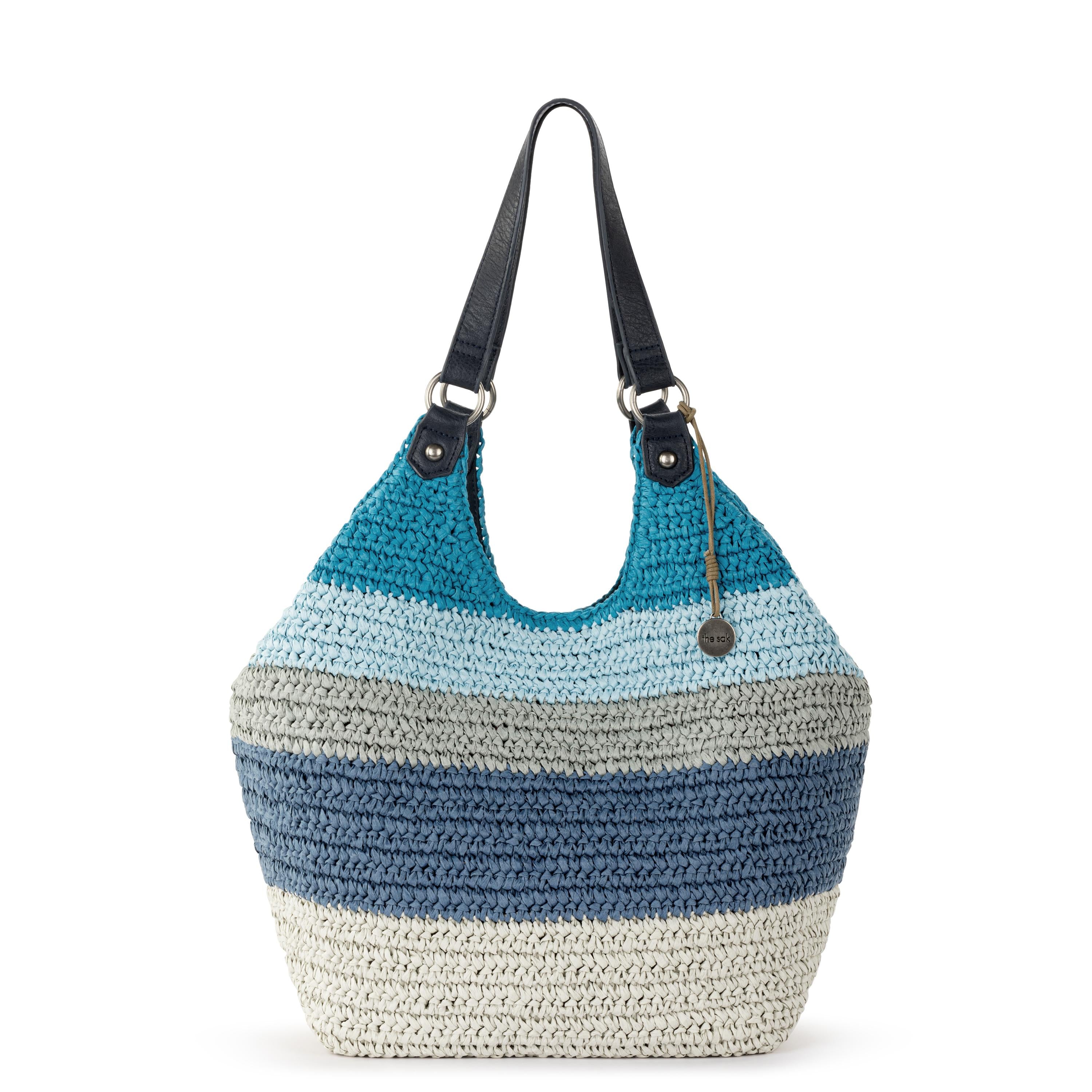 Roma Shopper - Straw - Ocean Stripe