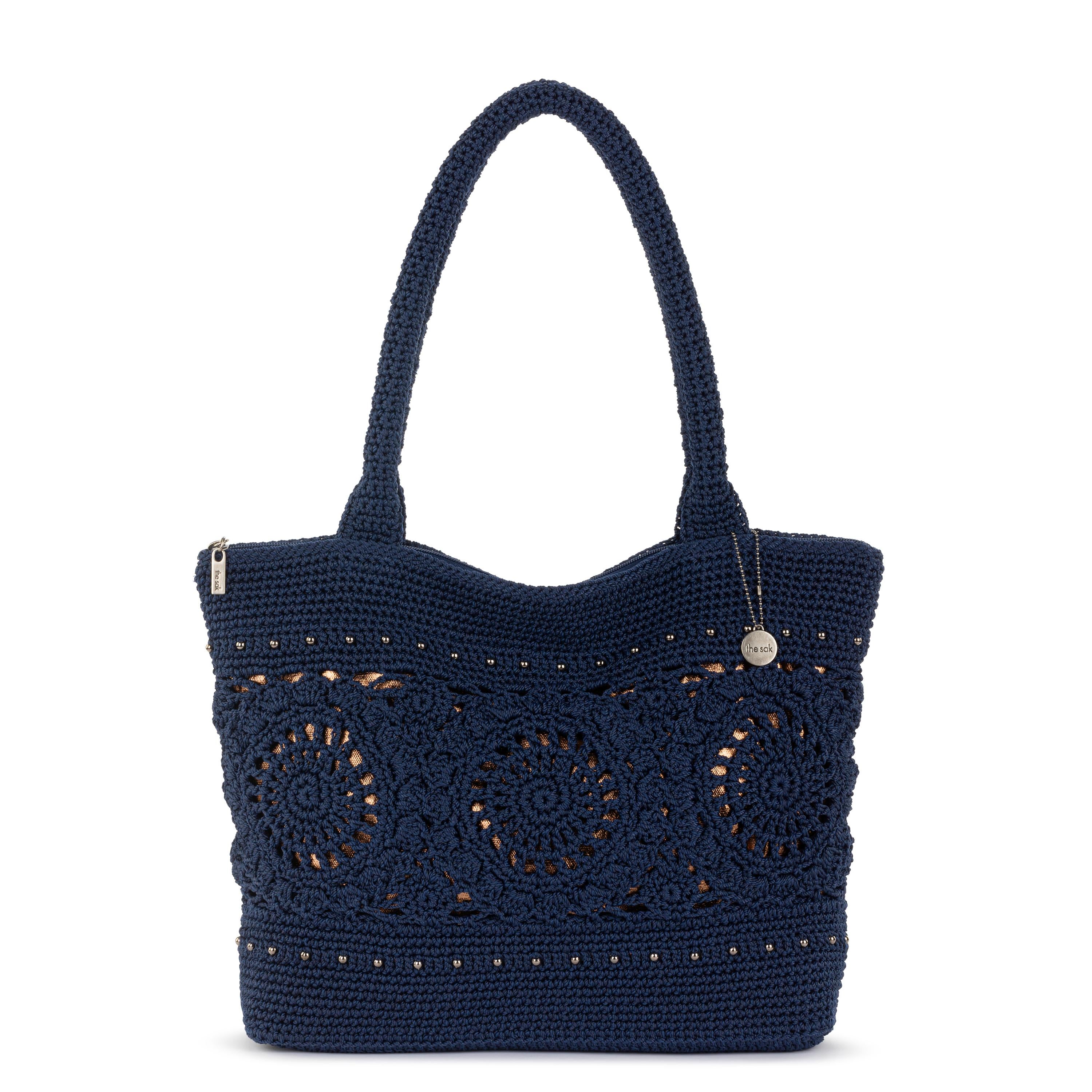 Crafted Classic Carryall - Hand Crochet - Denim Medallion