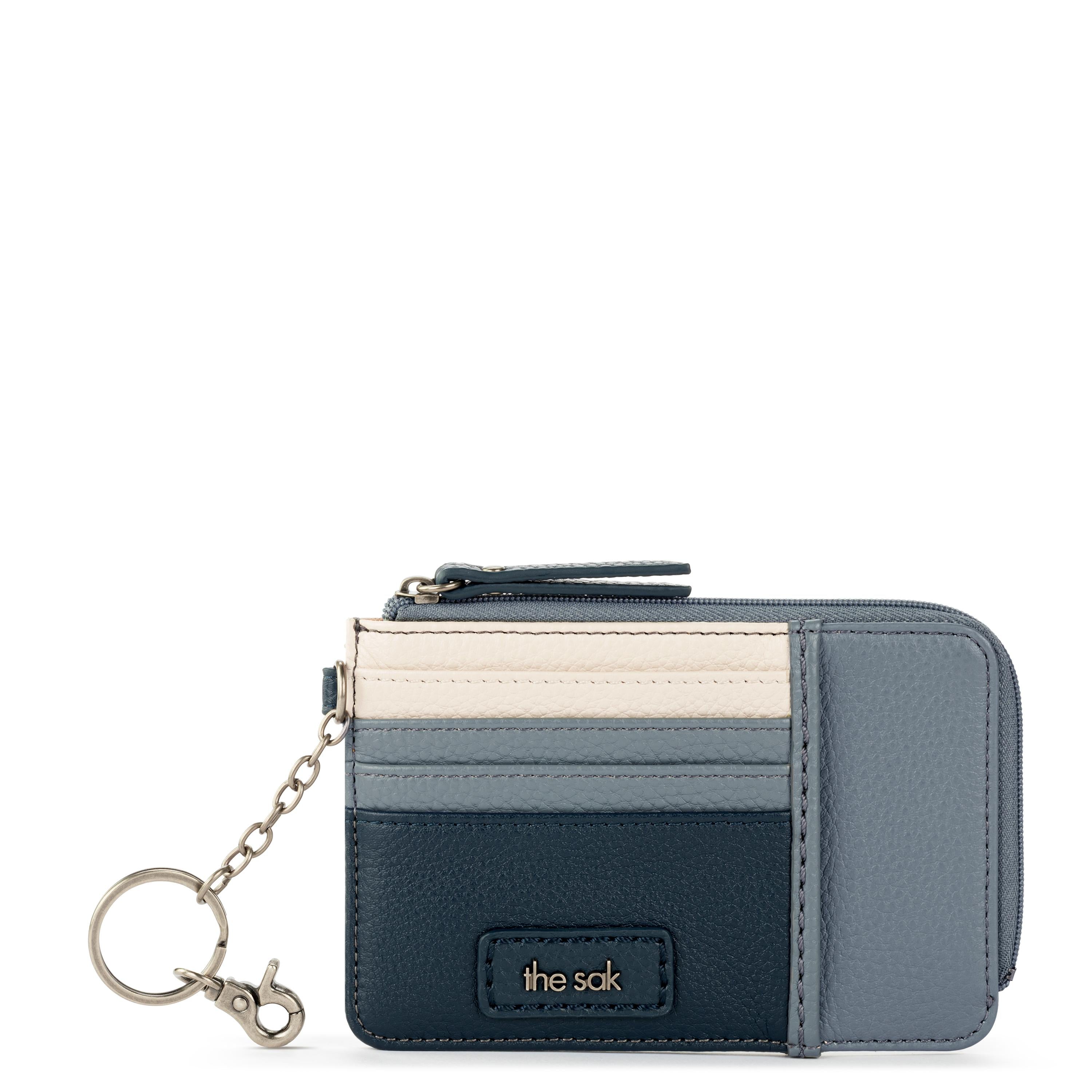 Iris Card Wallet - Leather - Dusty Blue Block