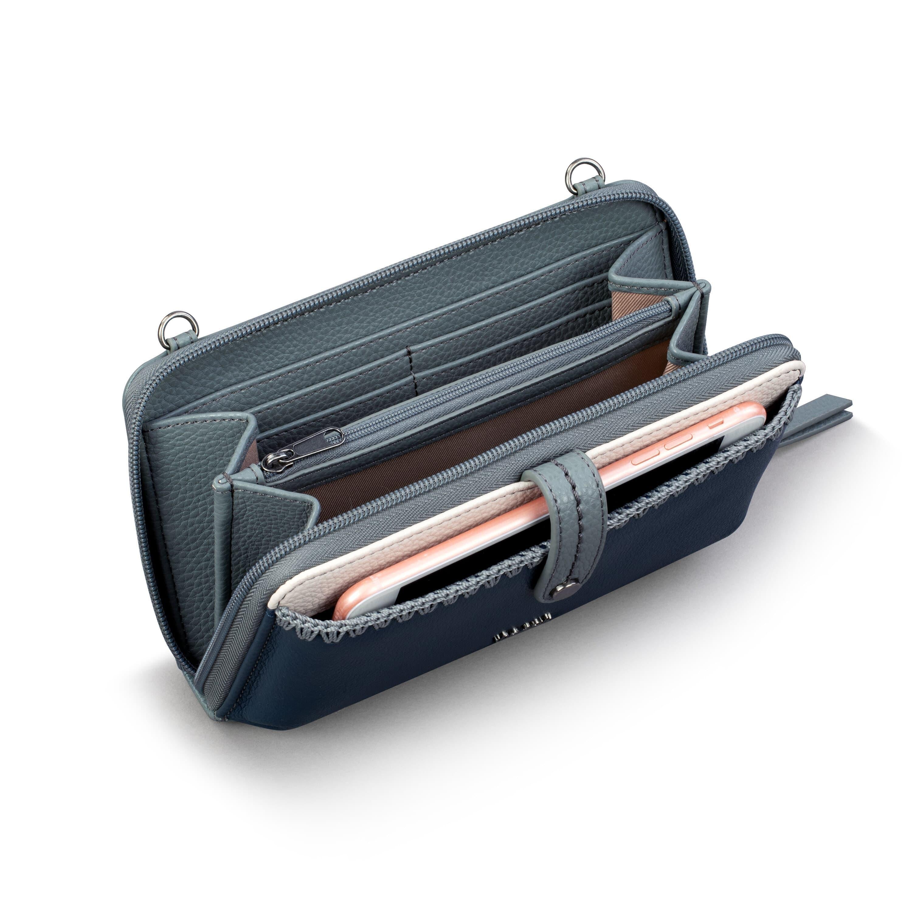Iris Smartphone Wallet - Leather - Dusty Blue Block