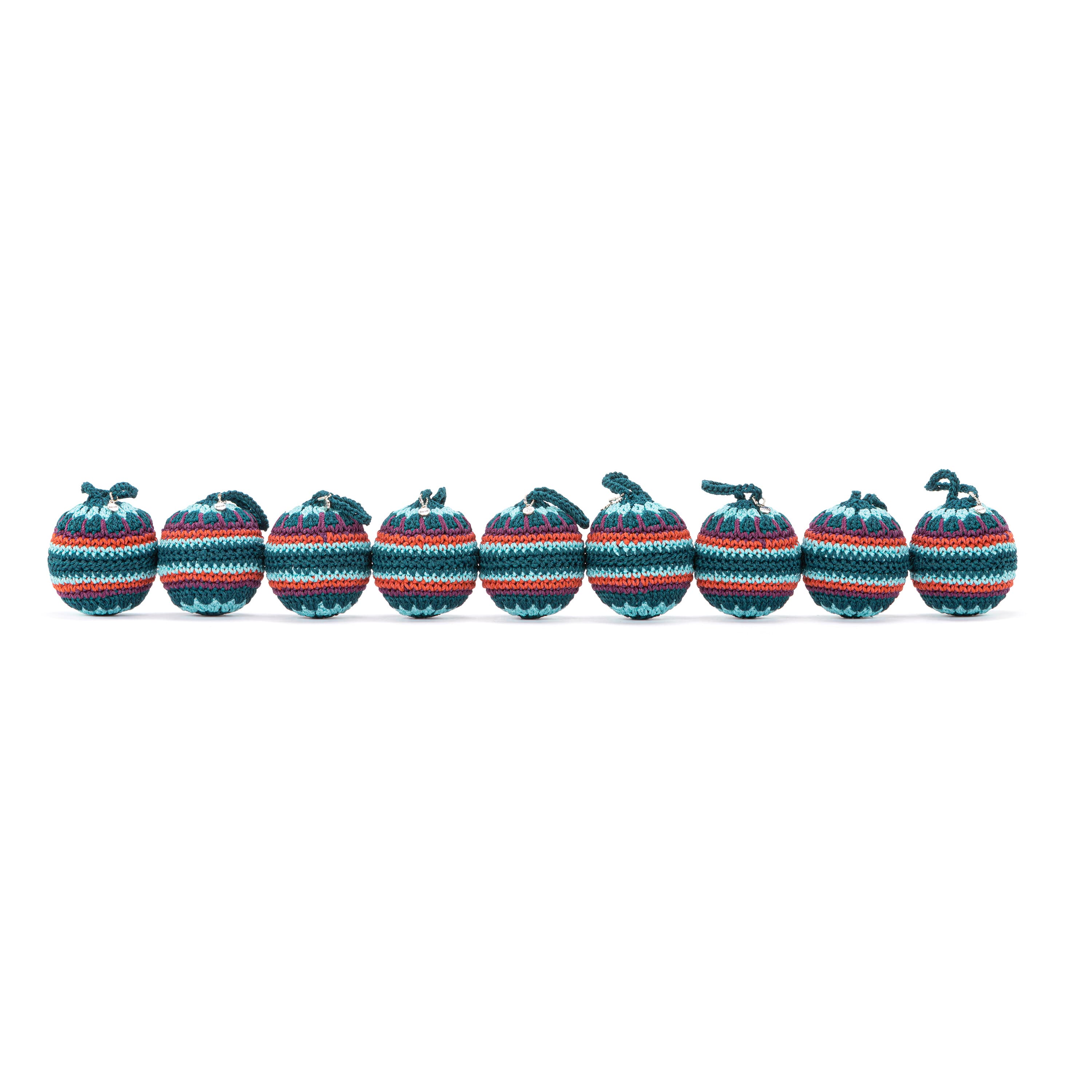 9-Piece Ornament Set - Hand Crochet - Granny Multi
