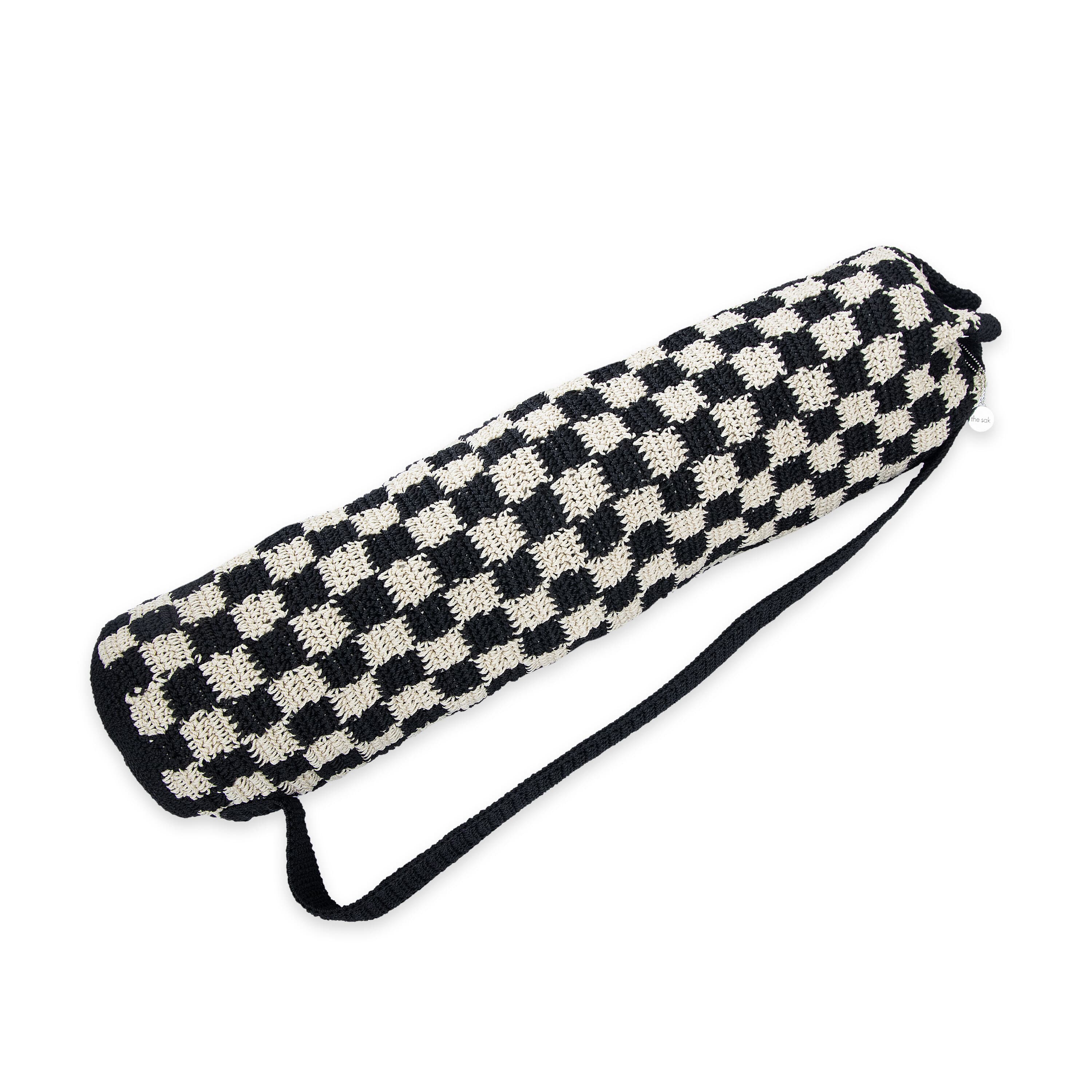 Yoga Mat Bag - Hand Crochet - Black Check