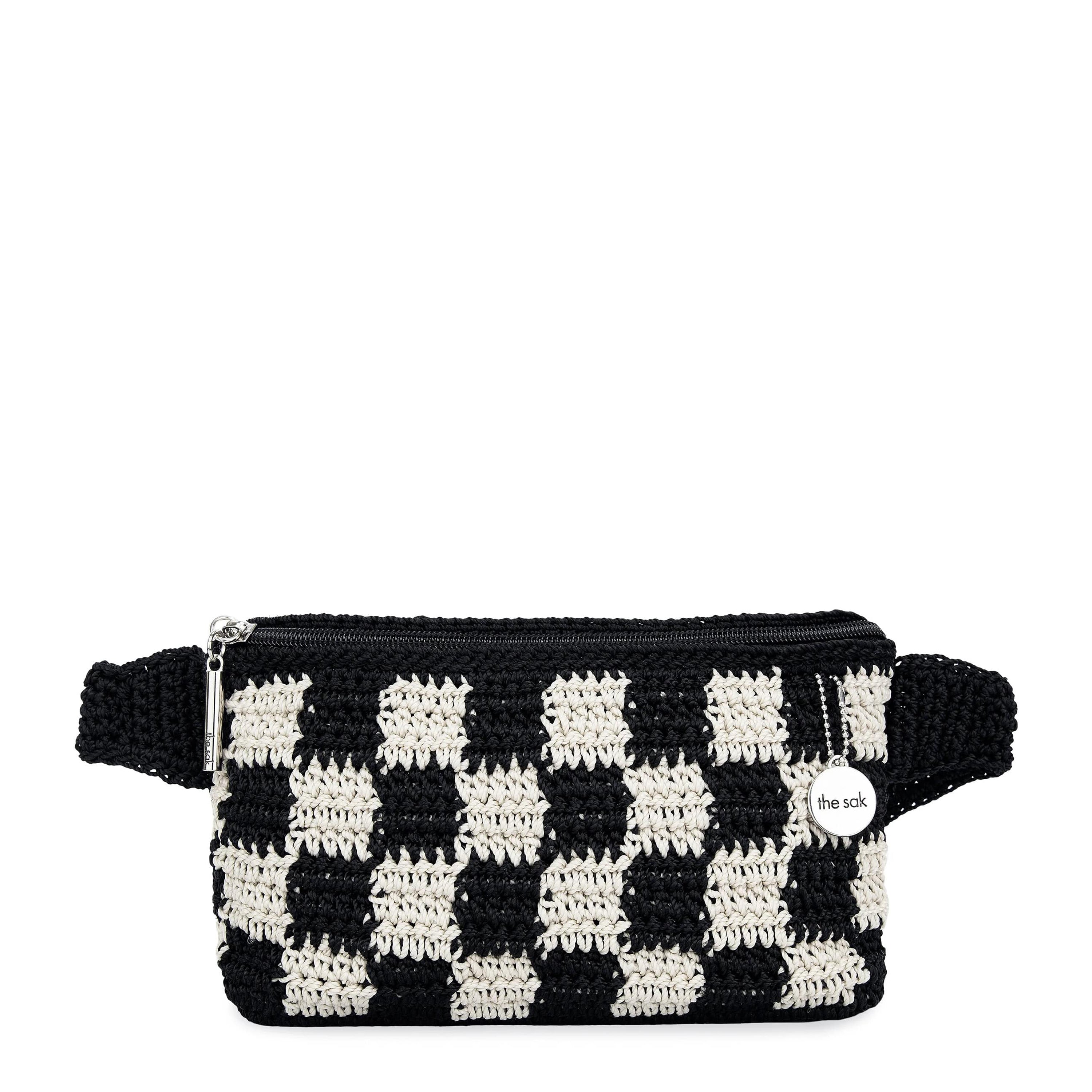 Caraway Small Belt Bag - Hand Crochet - Black Check