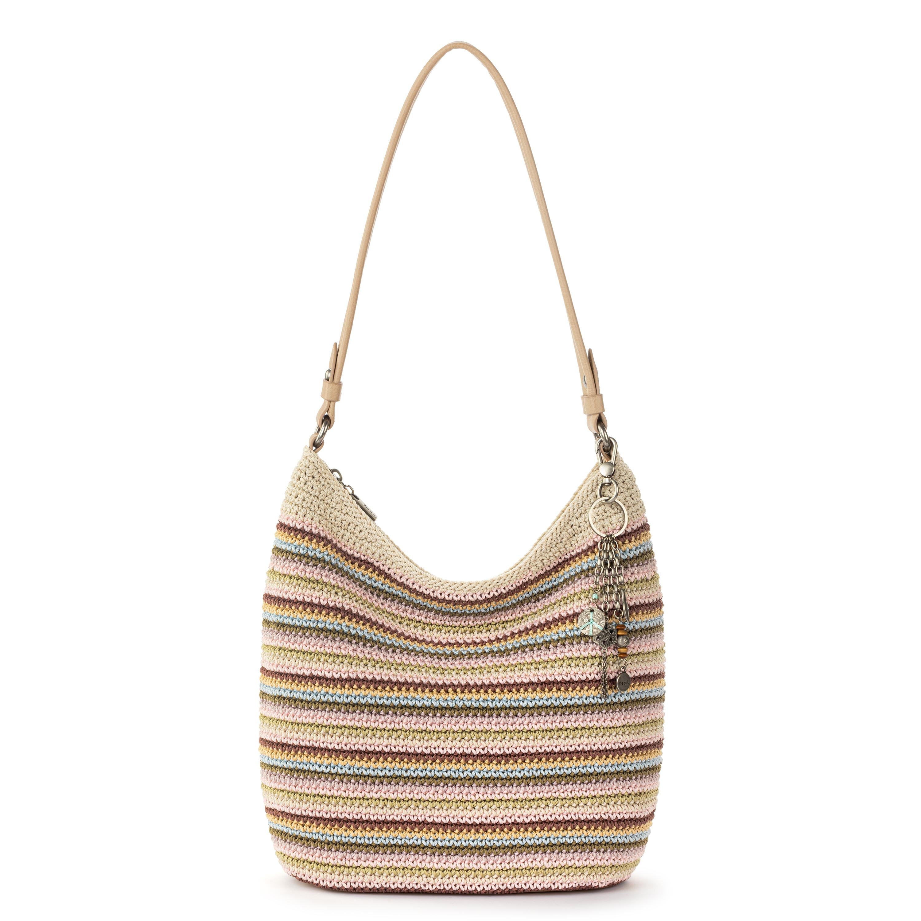 Sequoia Hobo - Hand Crochet - Pink Multi Stripe