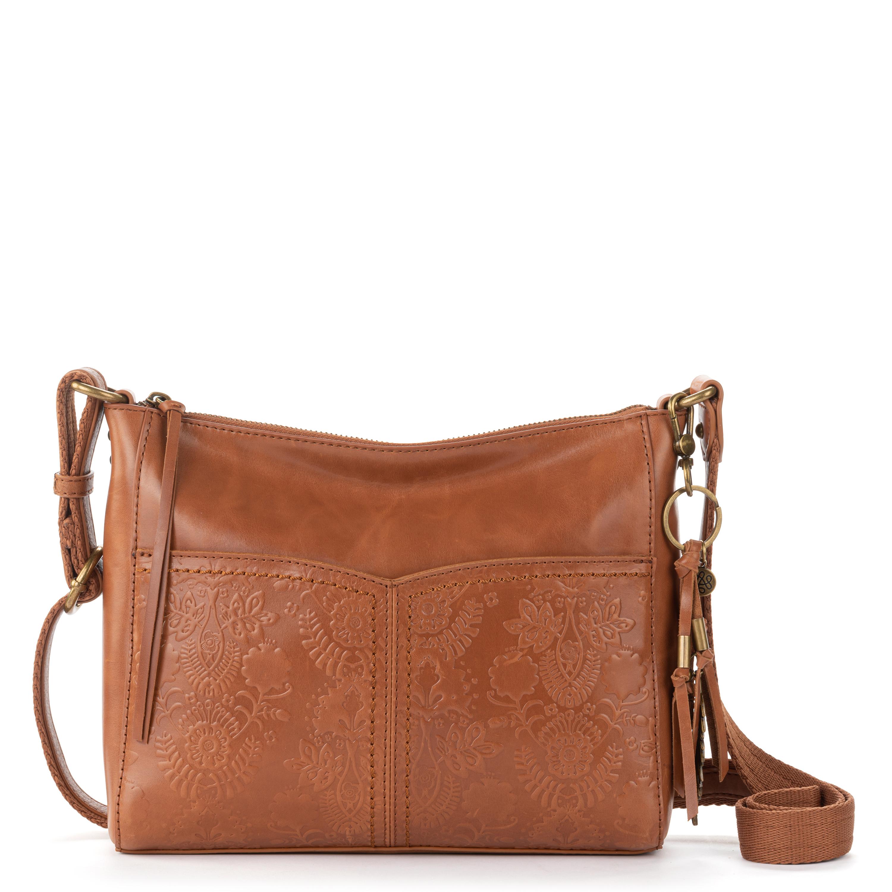 Alameda Crossbody - Leather - Tobacco Floral Embossed