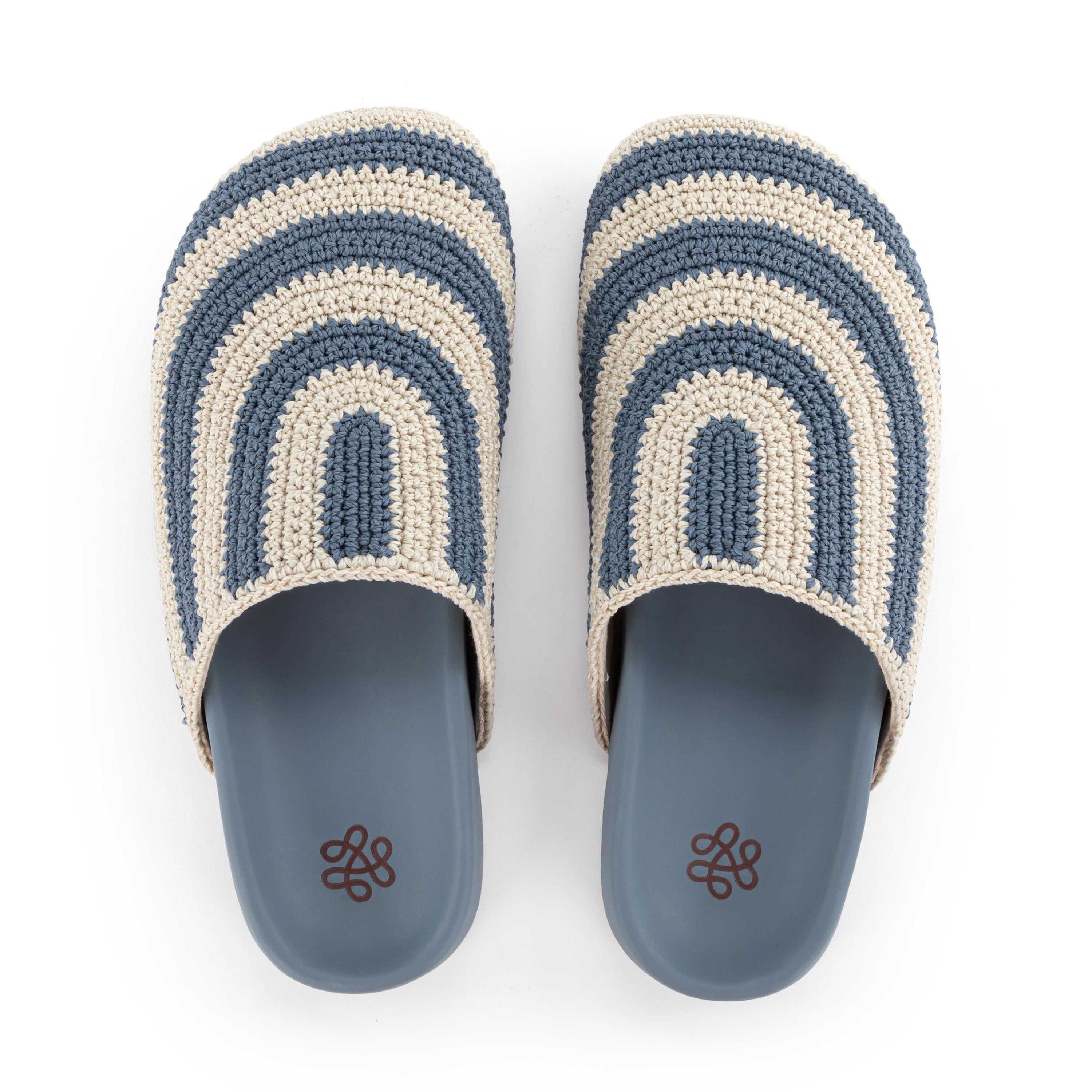 Bolinas Clog - Hand Crochet - Maritime Stripe
