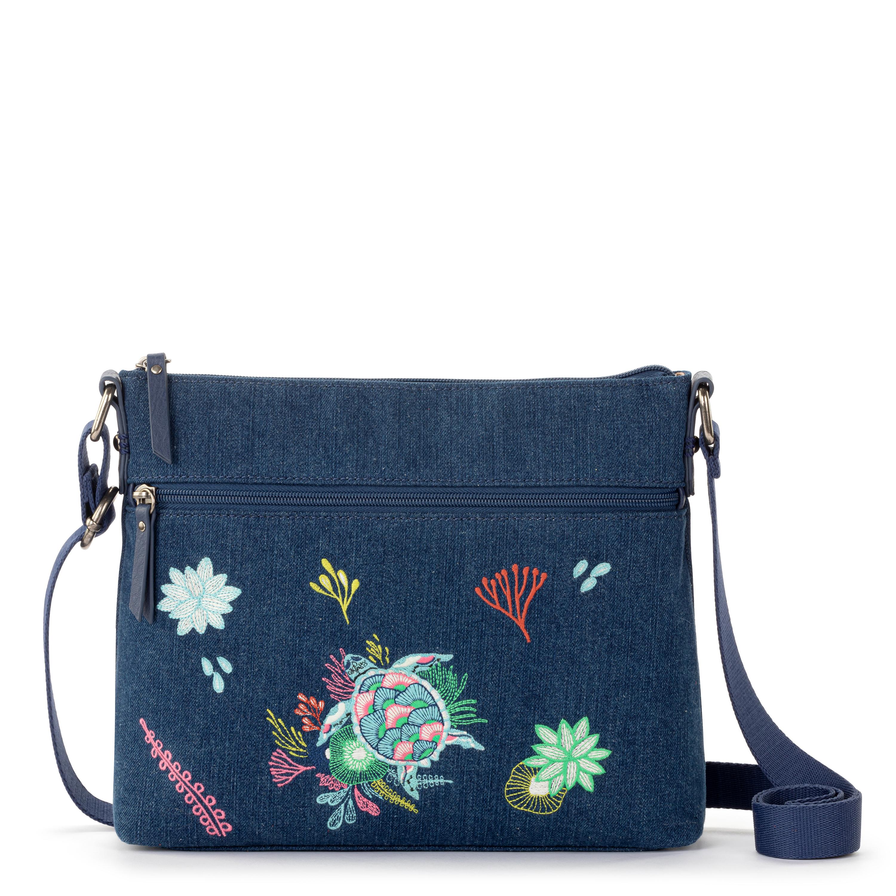Basic Crossbody - Denim - Reef Seascape Embroidery
