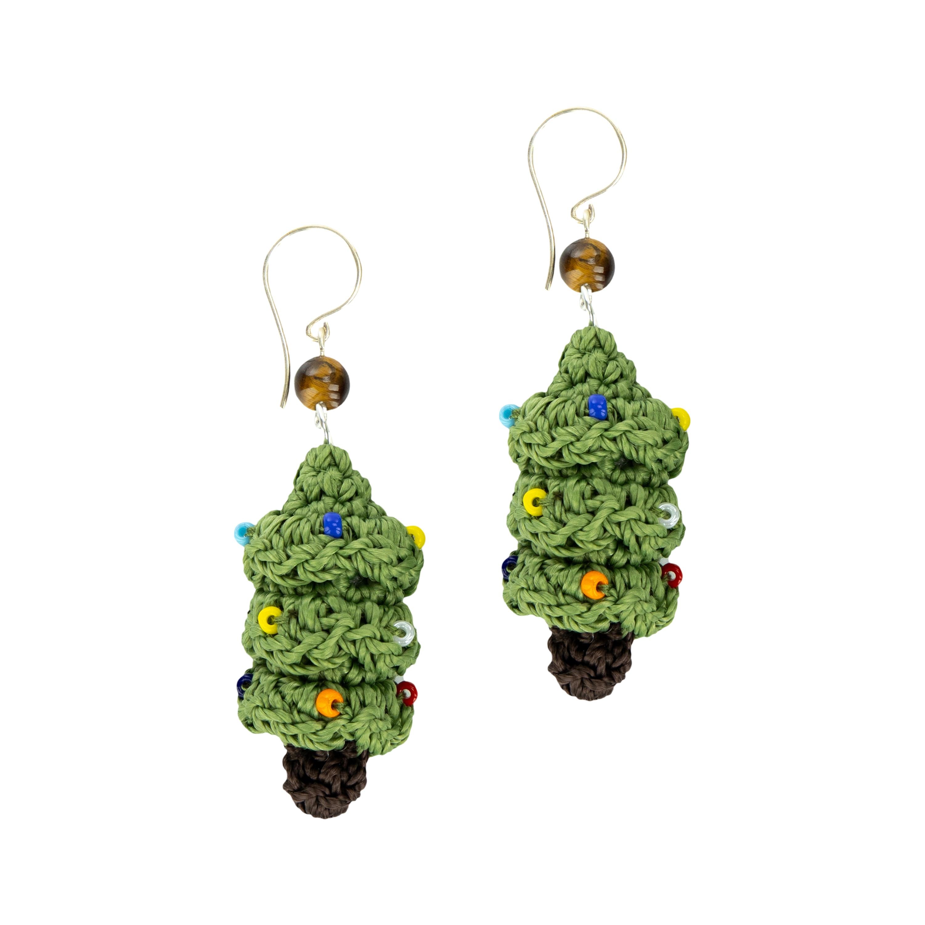 Cyrus Charm Earrings - Hand Crochet - Christmas Tree