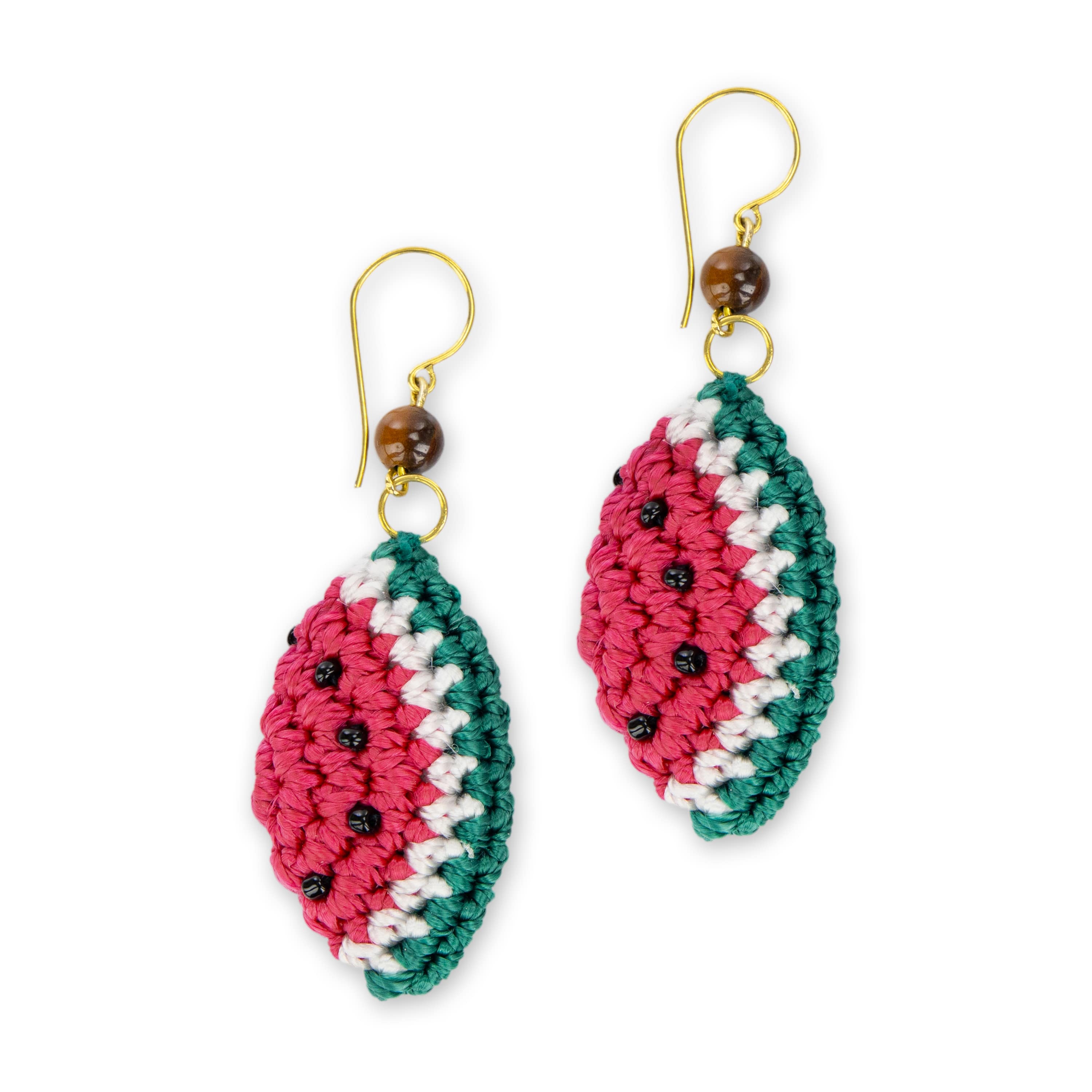 Cyrus Charm Earrings - Hand Crochet - Watermelon