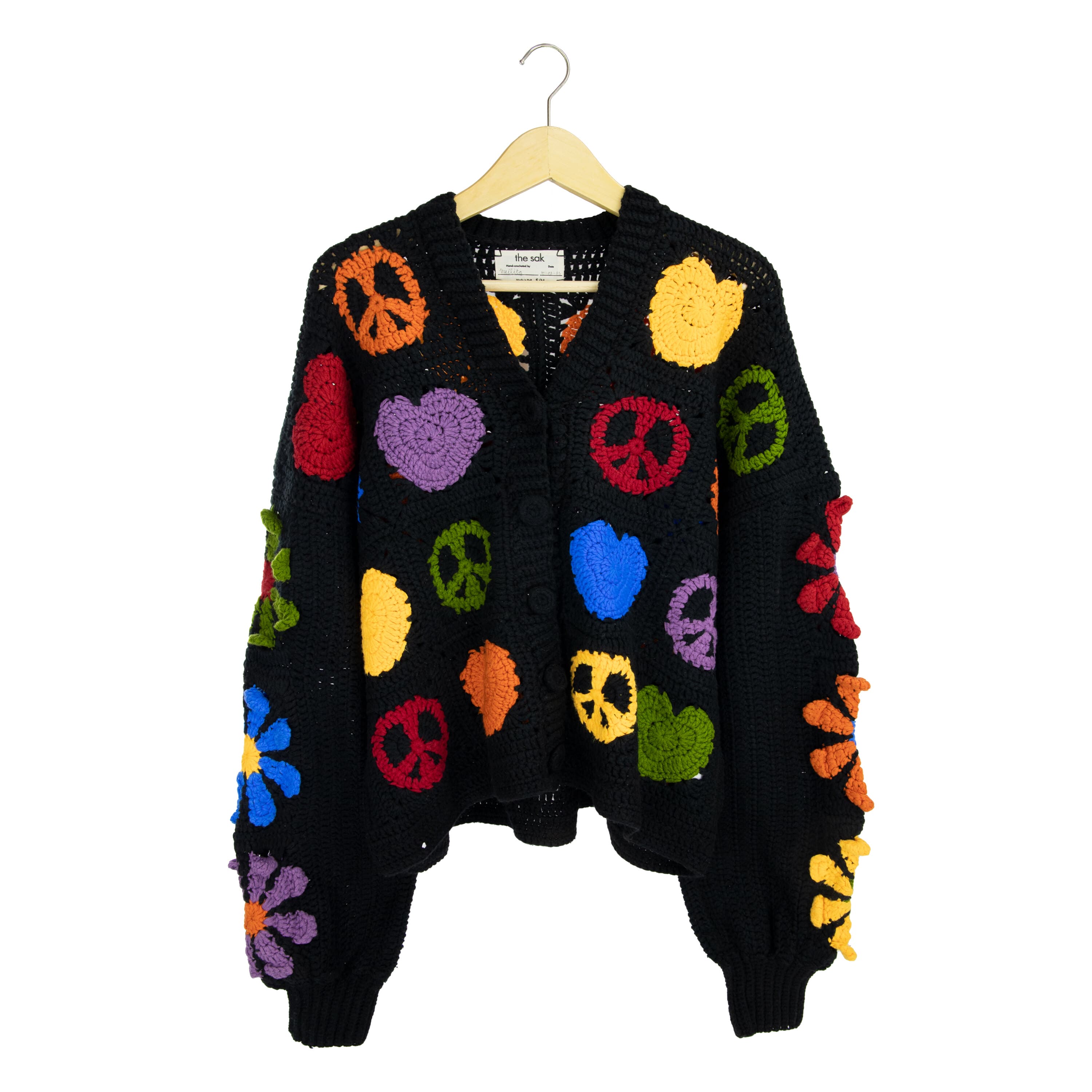 Haven Oversized Cardigan - Hand Crochet - Black Peace And Love