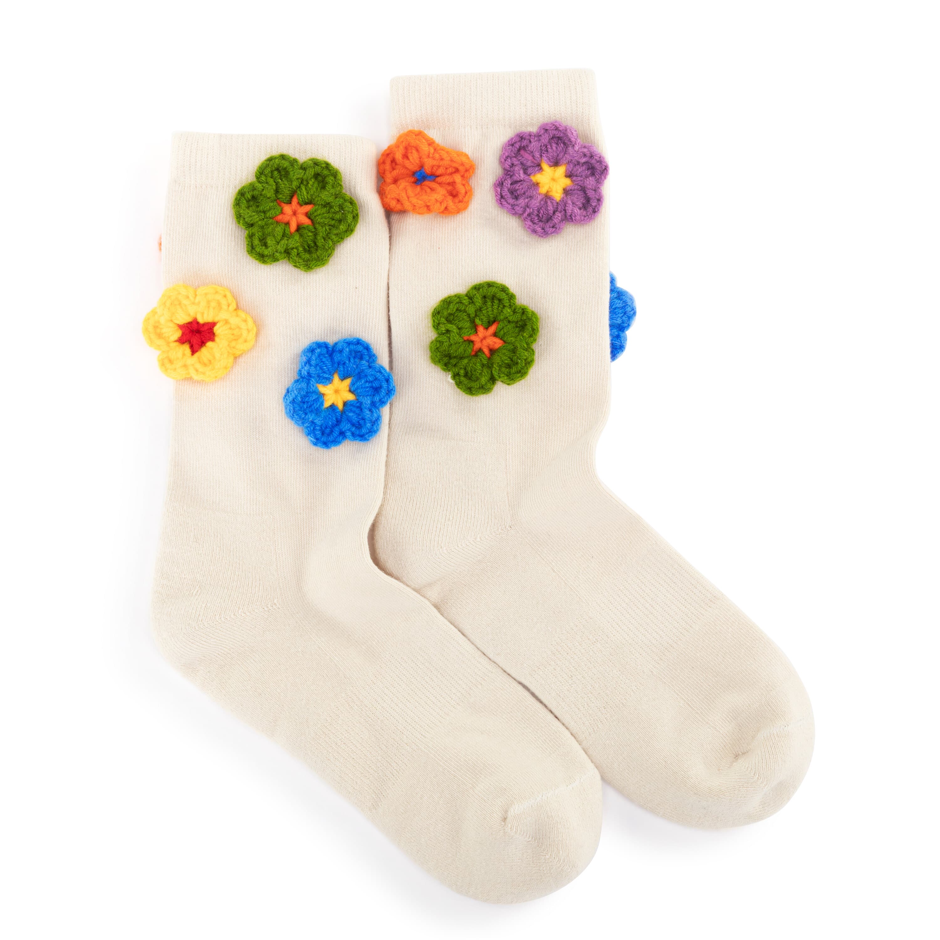 Haven Trouser Socks - Cotton - Ecru Flowers