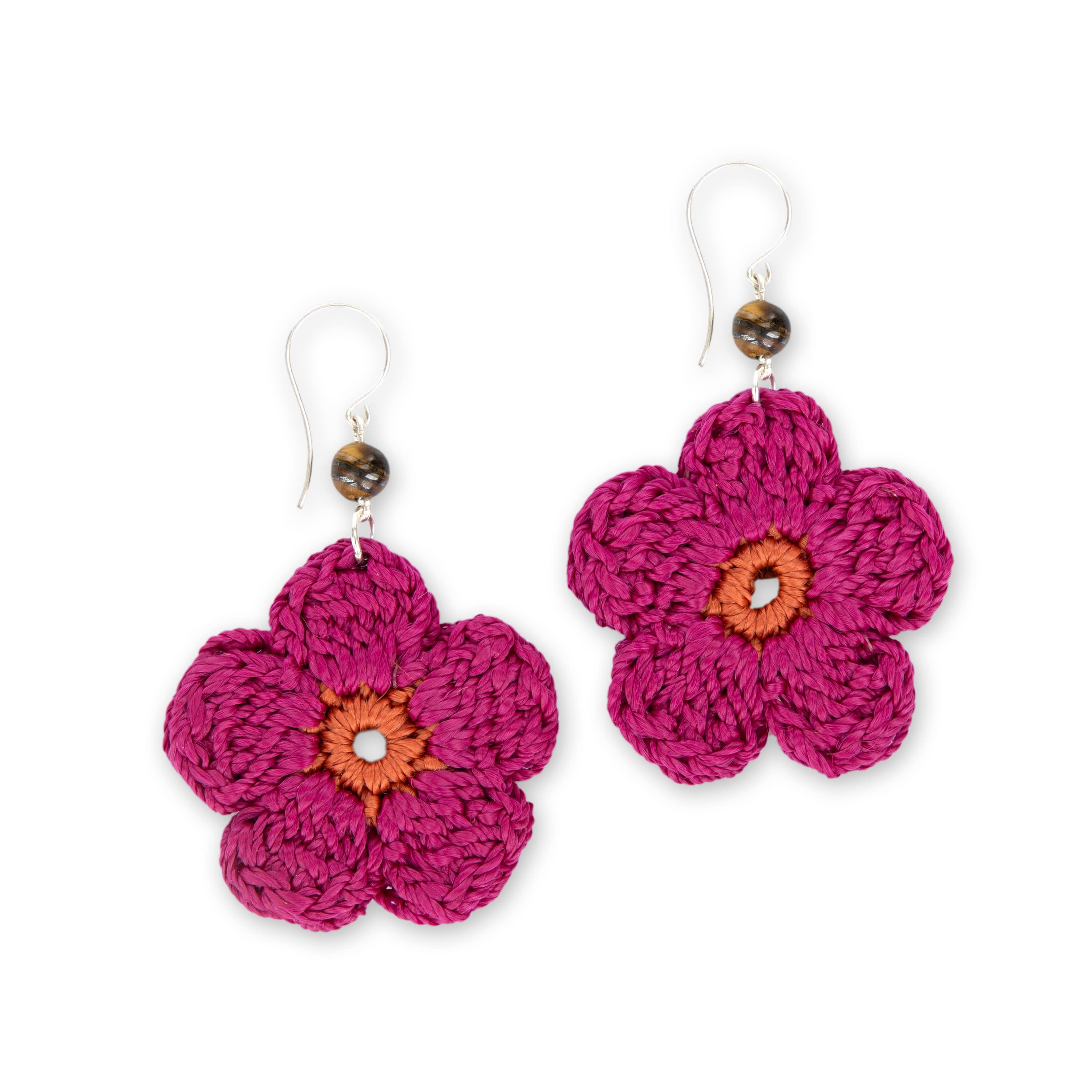 Leilani Floral Earrings - Hand Crochet - Pinkberry
